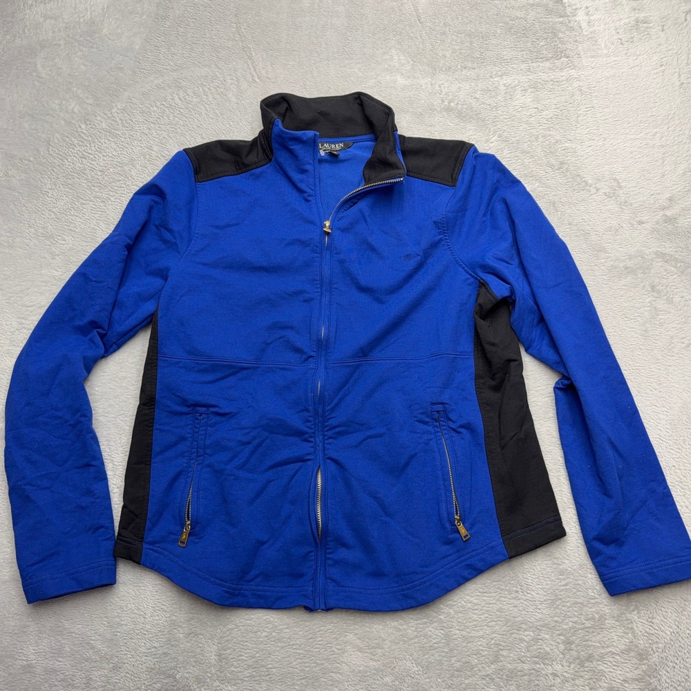 Lauren Ralph Lauren Jacket Womens XL Blue Full Zip Mock Neck Track Sporty